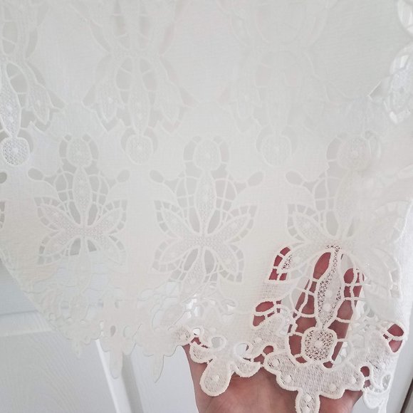 White Floral Print Cutout Pencil Skirt - Picture 5 of 9